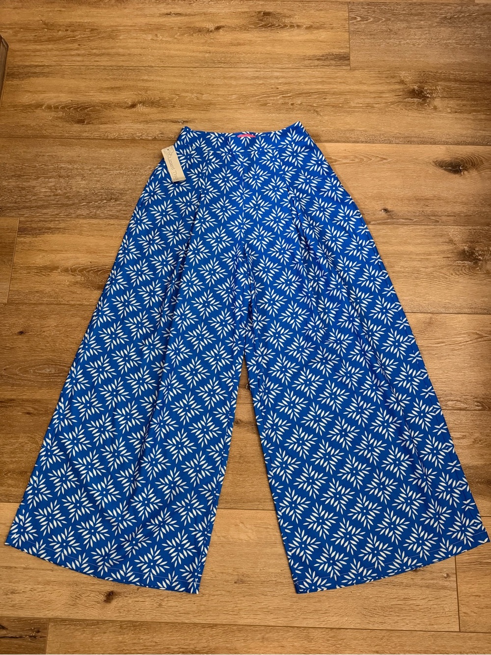 Women’s NWT Flying Tomato Blue Floral-Print Wide-Leg Skirted Pants Sz S